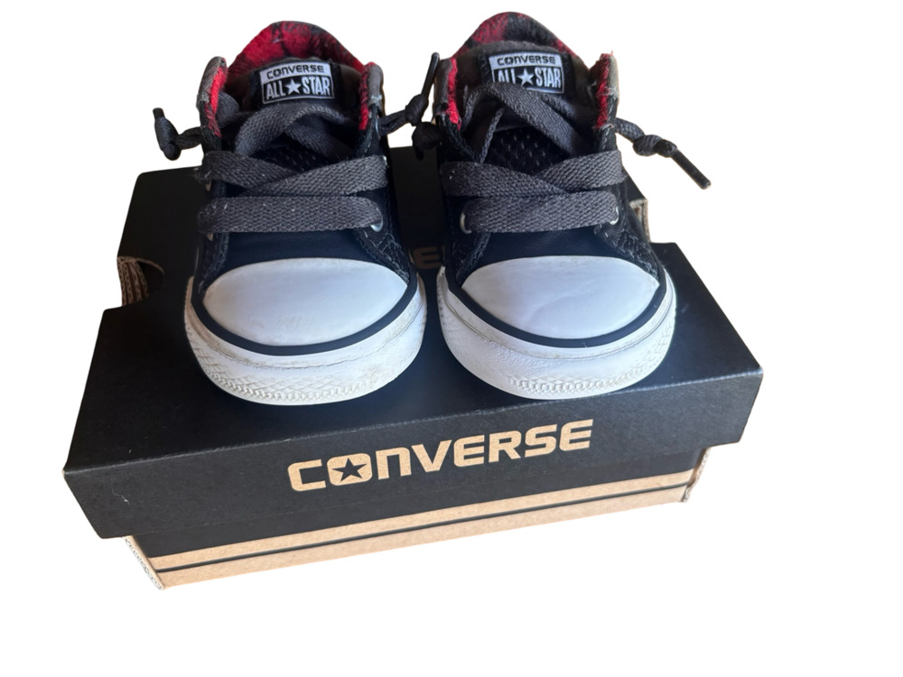 Converse Chuck Taylor All Star Mid Sneakers Black Red Toddler Size